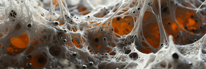 the white cell with black holes in the background, generative AI