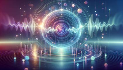 Serene Audio Processing: Glowing Orb of Sound in Harmonious Gradients