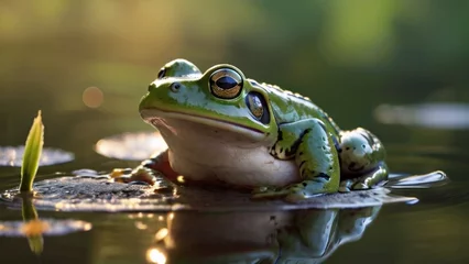 Tuinposter frog in the water © Talha Arshad
