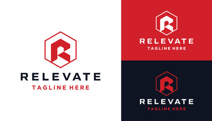Simple Initial Letter R With Modern Hexagon Line Art Logo Design