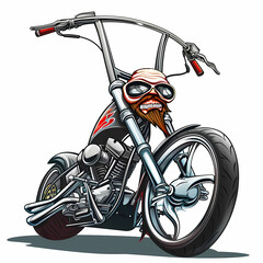 bike or chopper cartoon illustration - obrazy, fototapety, plakaty
