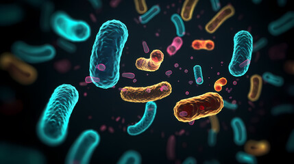 Macroscopic observation of organisms bacteria and cells and viruses under laboratory microscope