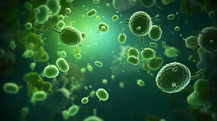 Macroscopic observation of organisms bacteria and cells and viruses under laboratory microscope
