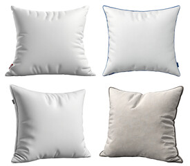 set of simple square pillows isolated on transparent background.generative AI