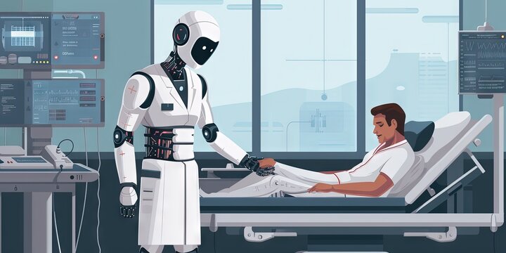 Robot doctor for AI health, medical, and pharmaceutical concept
