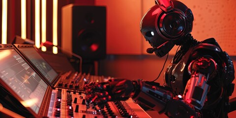 Robot producer artificial intelligence music concept