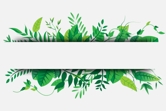 The invitation is decorated with vector leaves