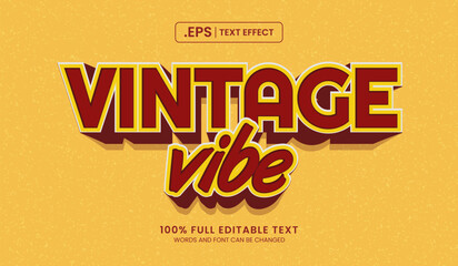 Design editable text effect, vintage vibes 3d concept vector illustration - obrazy, fototapety, plakaty