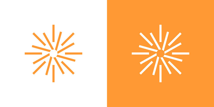 Sun light logo spark line star burst firework icon isolated