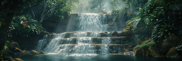  Exotic tropical waterfall landscape with flowing water © Brian