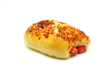 Bun, Bakery isolated on white background. Crab stick bun, Taiwanese bakery