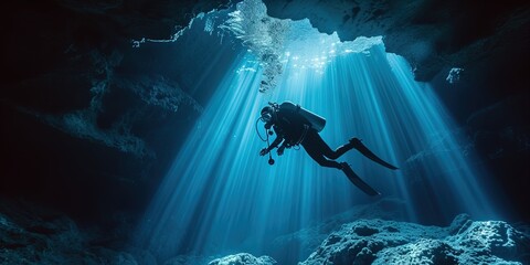 Scuba diver underwater exploring the ocean's depths