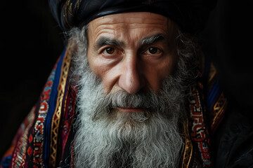 portrait of a Jewish man in traditional dress. Studio shot 