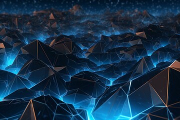 Abstract of chaotic low poly shape,  Futuristic background with polygonal mesh