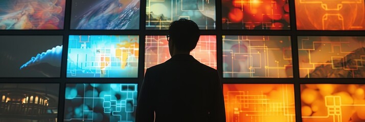 Businesspeople attending tech conference and exhibition to learn and network with each other