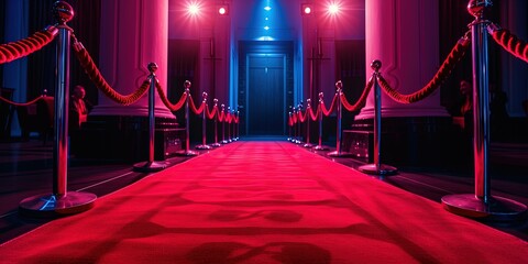 Red carpet at a movie premiere background with empty space for product placement 3D render realistic