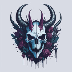 Diabolic Enigma: Unravel the mysteries of the underworld as a demonic presence coalesces with a captivating floral arrangement, shrouding the artwork in darkness.