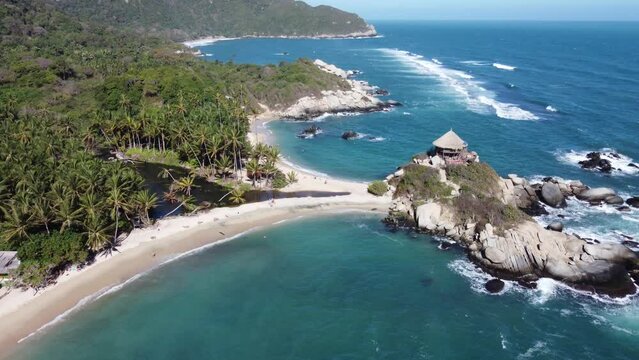 Santa Marta, Tayrona National Park. Caribbean sea Cabo San Juan. Drone footage sand beach and forest - Perfect place to relax and enjoy the paradise
