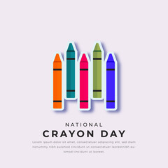 National Crayon Day Paper cut style Vector Design Illustration for Background, Poster, Banner, Advertising, Greeting Card