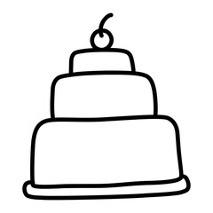 Birthday cake outline icon. Cute and simple Birthday cake icon with hand draw style.