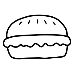 Bread bun outline icon. Cute and simple Bread bun icon with hand draw style.