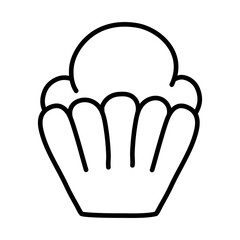 Cupcake outline icon. Cute and simple Cupcake icon with hand draw style.