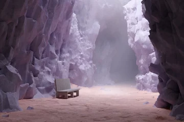 Photo sur Aluminium Lavende Lonely chair in the cave,  Fantasy world