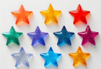 Obraz premium Joyful Jelly Stars - Colorful Gummy Delights on a Whimsical White Background