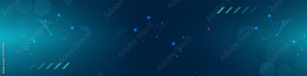 Wall mural gradient digital technology background. network connection dots and lines. futuristic background for