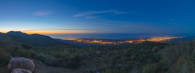 Santa Barbara, City Lights, Coastline, Panoramic, Los Padres National Forest, Mountains,...