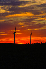 Wind turbines at sunset on the Buffalo Ridge
