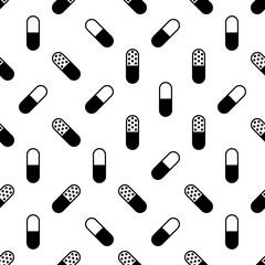 Capsule Pill Icon Seamless Pattern, Medicine Capsule Pill Icon, Pharmaceutical Dosage