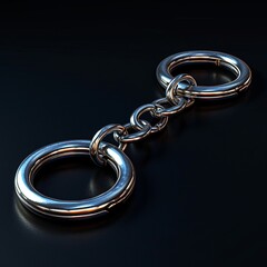 A chrome keychain mock up with chain links and dark background.