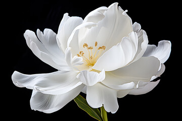 Fototapeta na wymiar White tulip flower on black background, generative ai