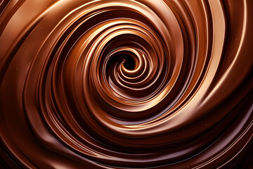 Close-up chocolate mixture, swirled chocolate spread, generated ai