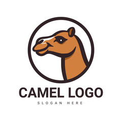 Camel animal cartoon logo design vector.