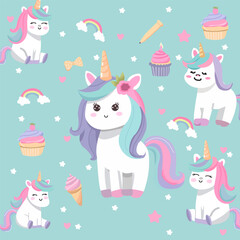 pattern with cats and dogs rainbow birthday