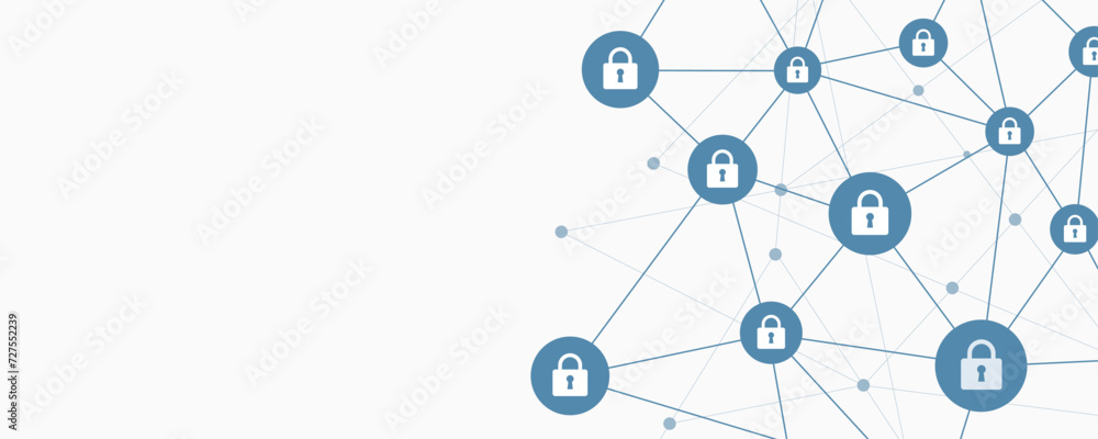 Poster business internet cyber security connection network concept. flat illustration abstract background  web banner design 
