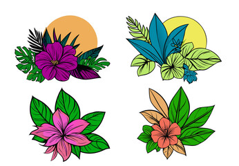 Fototapeta na wymiar Free vector hand drawn flower elements collection