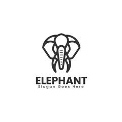 Vector Logo Illustration Elephant Line Art Style