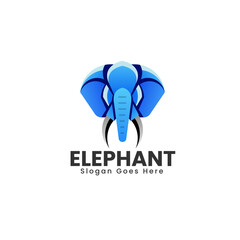 Vector Logo Illustration Elephant Gradient Colorful Style