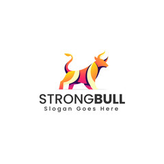 Vector Logo Illustration Strong Bull Gradient Colorful Style