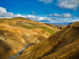 Iceland landscape with sky and clouds