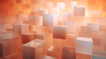 cube shapes abstraction with fuzz peach color