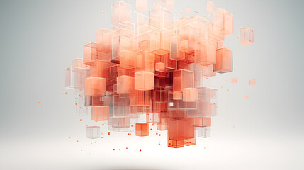cube shapes abstraction with fuzz peach color