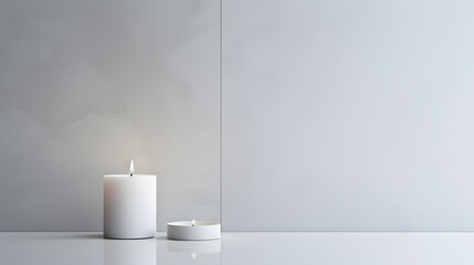 White candle on a white background.