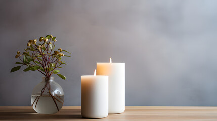 Fototapeta na wymiar White candle on a white background.