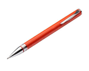 Red ballpoint pen isolated on white background.