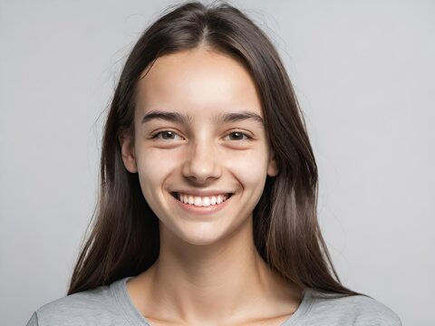 Portrait of a woman smiling. Generative AI.