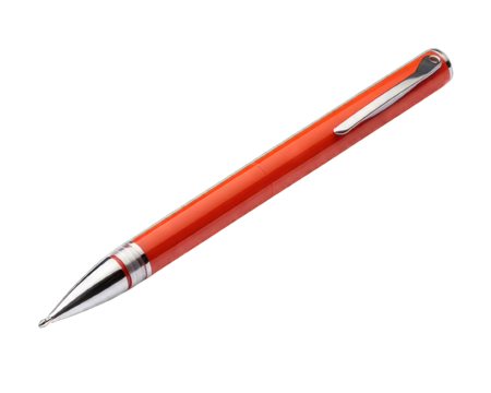Red ballpoint pen isolated on white background.